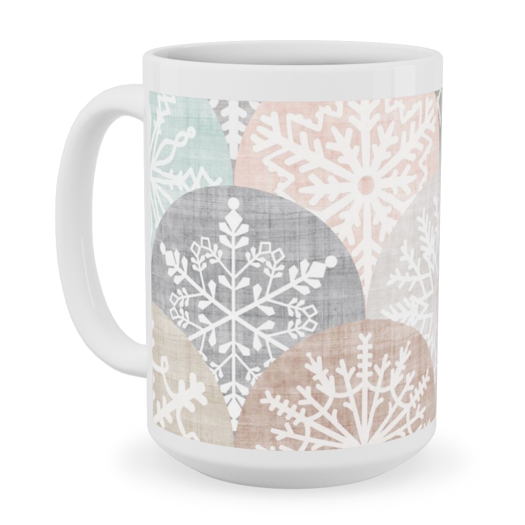 Winter Snowflake Scales - Neutral Ceramic Mug, White, , 15oz, Beige, Pearl