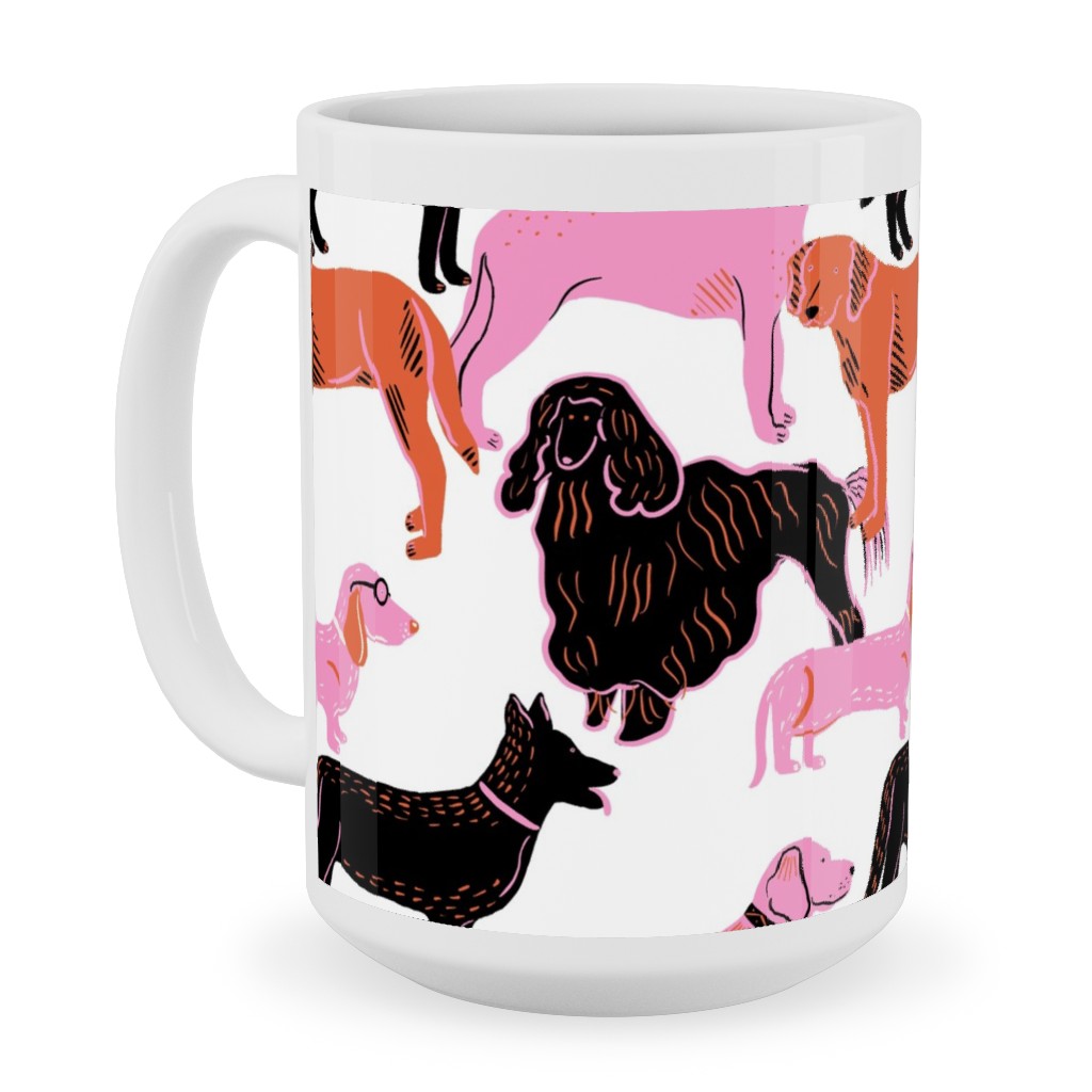 Goofy Dog Friends Ceramic Mug, White, , 15oz, White, White