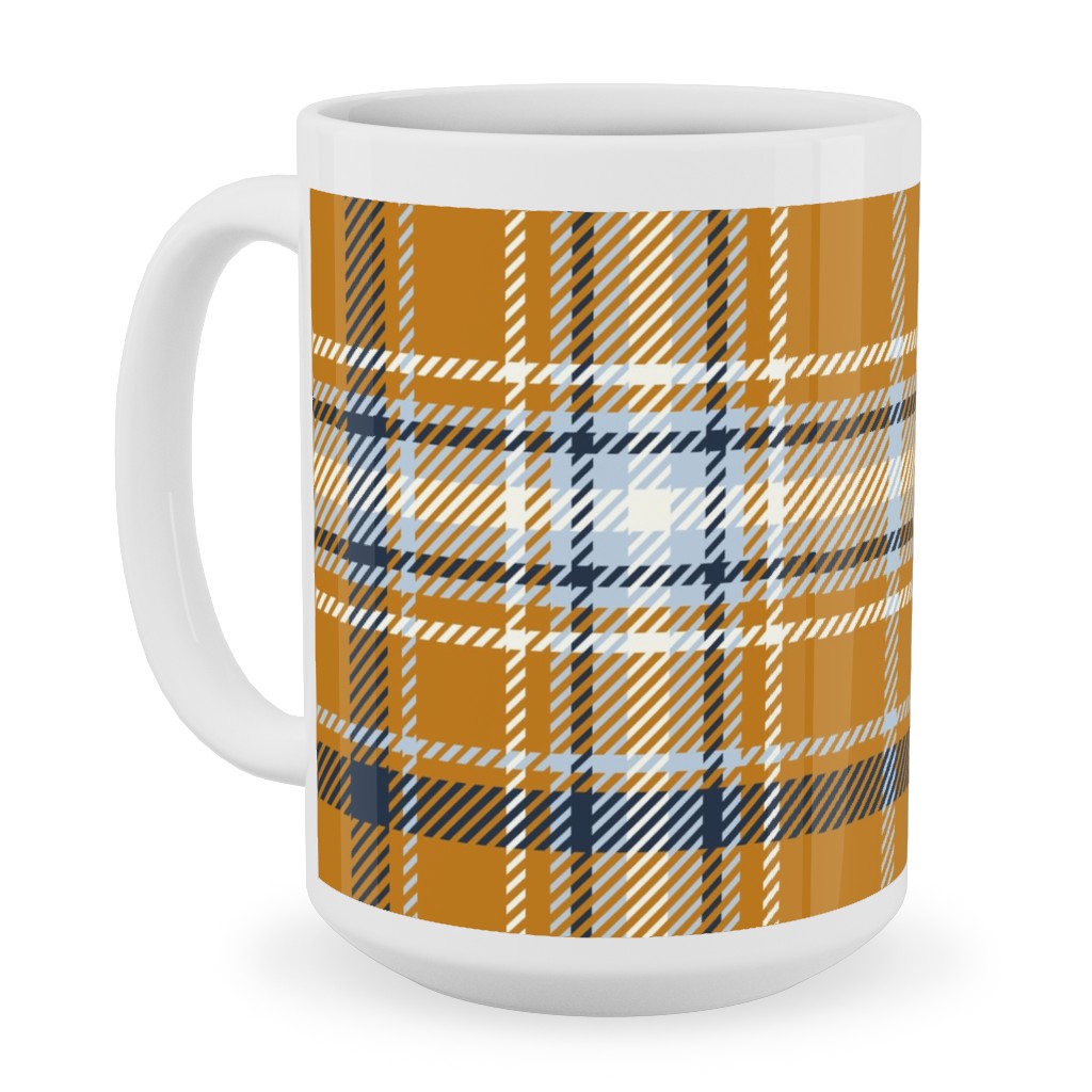 Desert Sun Plaid - Orange Ceramic Mug, White, , 15oz, Orange, Orange