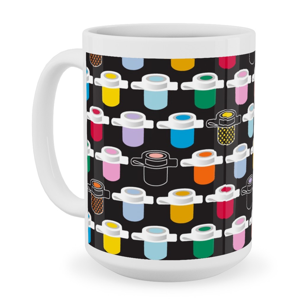 Paint Pots Ceramic Mug, White, , 15oz, Black, Black
