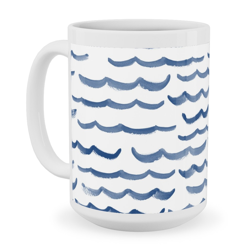 Ocean Waves Ceramic Mug, White, , 15oz, White, Blue Lagoon
