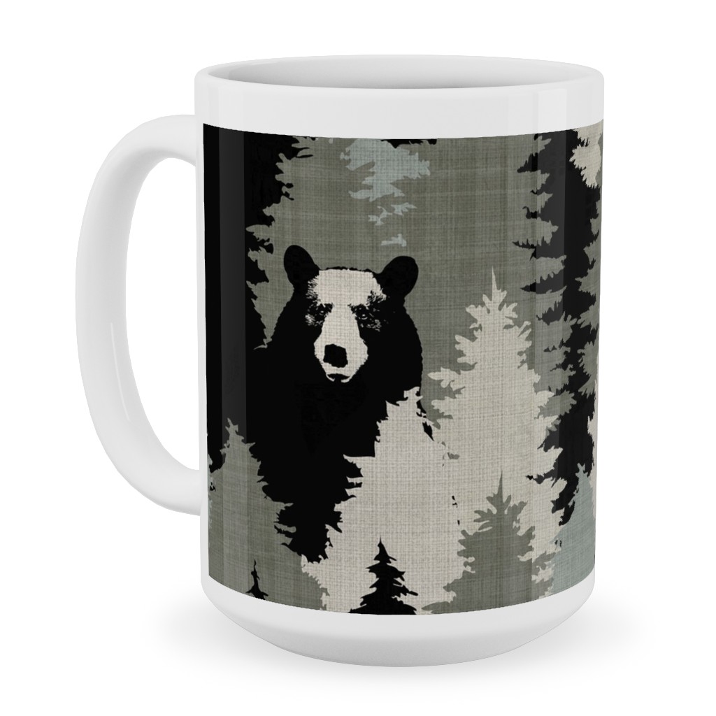 Bears Texture - Green Ceramic Mug, White, , 15oz, Green, Classic Green