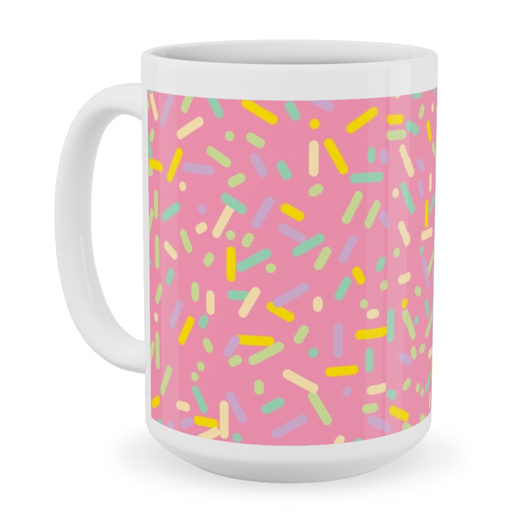Sprinkles - Pink Ceramic Mug, White, , 15oz, Pink, Bright Pink