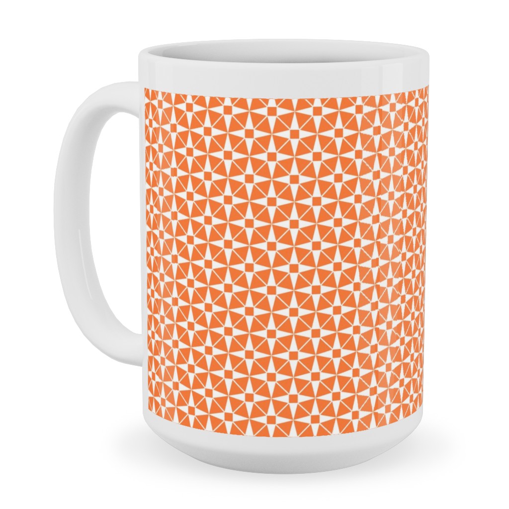 Starburst Geometric - Orange Ceramic Mug, White, , 15oz, Orange, Orange