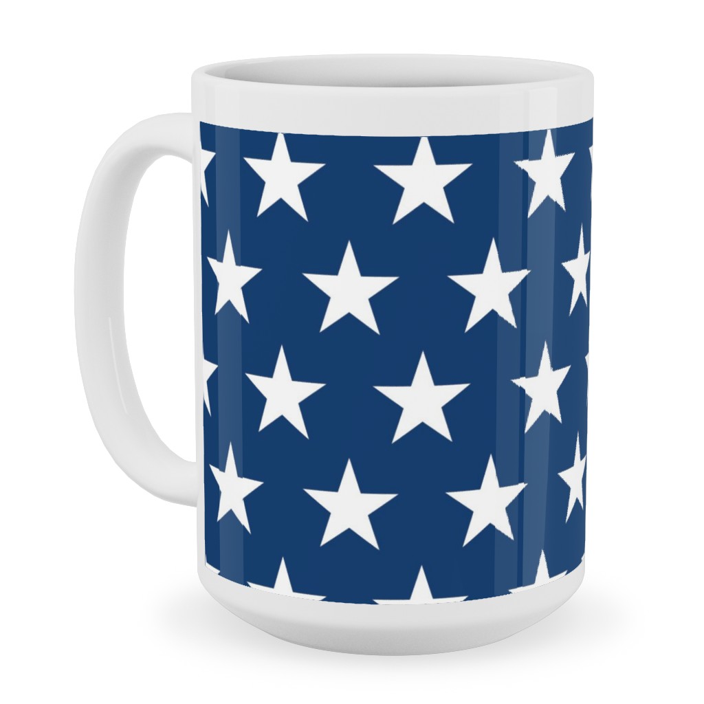Stars on Blue Ceramic Mug, White, , 15oz, Blue, True Blue