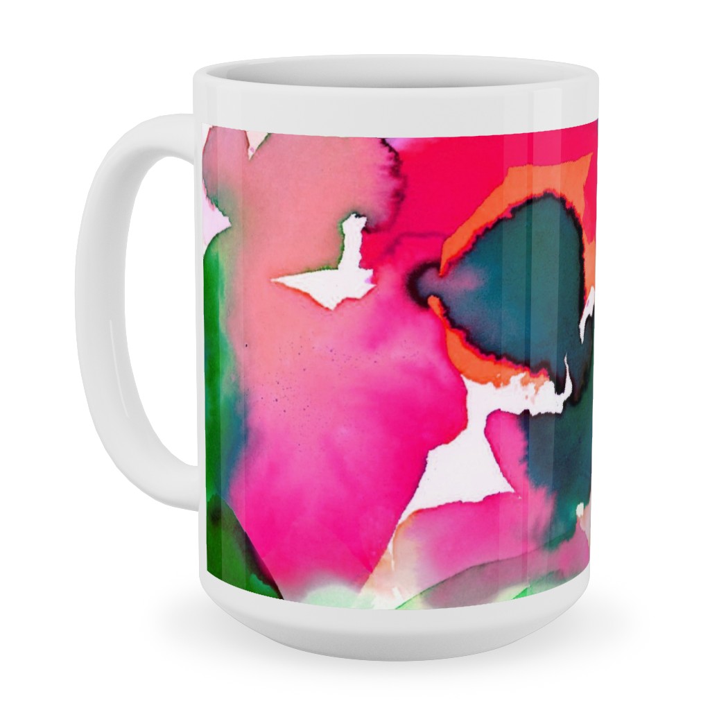 Abstract Flora Watercolor - Multi Ceramic Mug, White, , 15oz, Multicolor