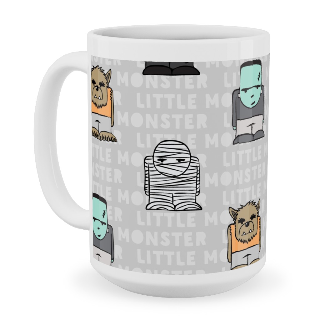 Little Monster - Gray Ceramic Mug, White,  , 15oz, Gray