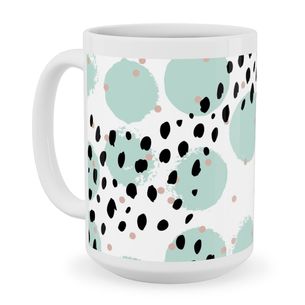 Abstract Rain - Green Ceramic Mug, White,  , 15oz, Green