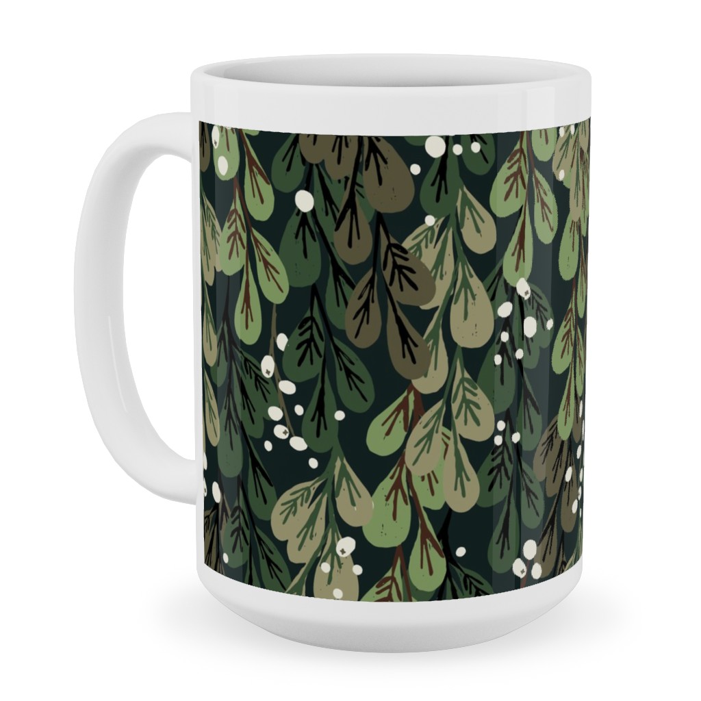 Mistletoe - Green Ceramic Mug, White, , 15oz, Green, Classic Green