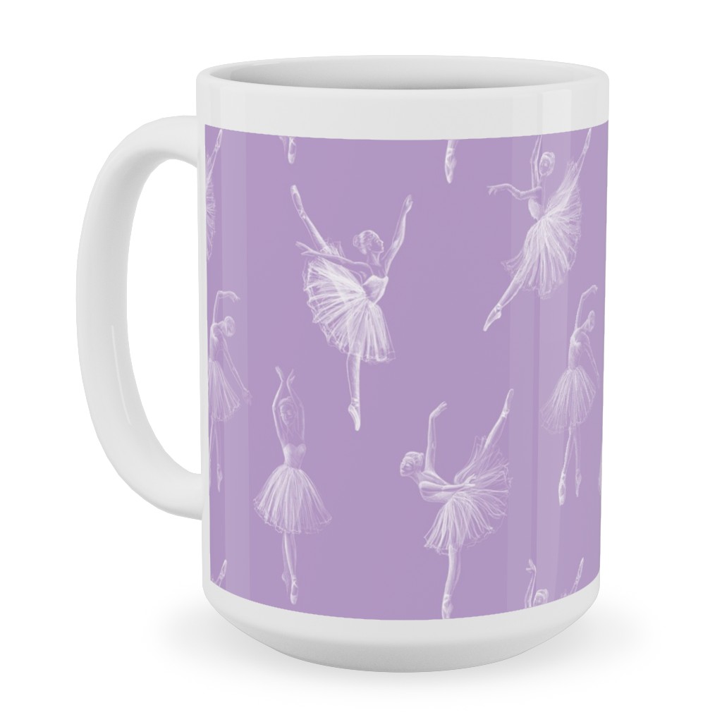 Ballerinas Ceramic Mug, White,  , 15oz, Purple