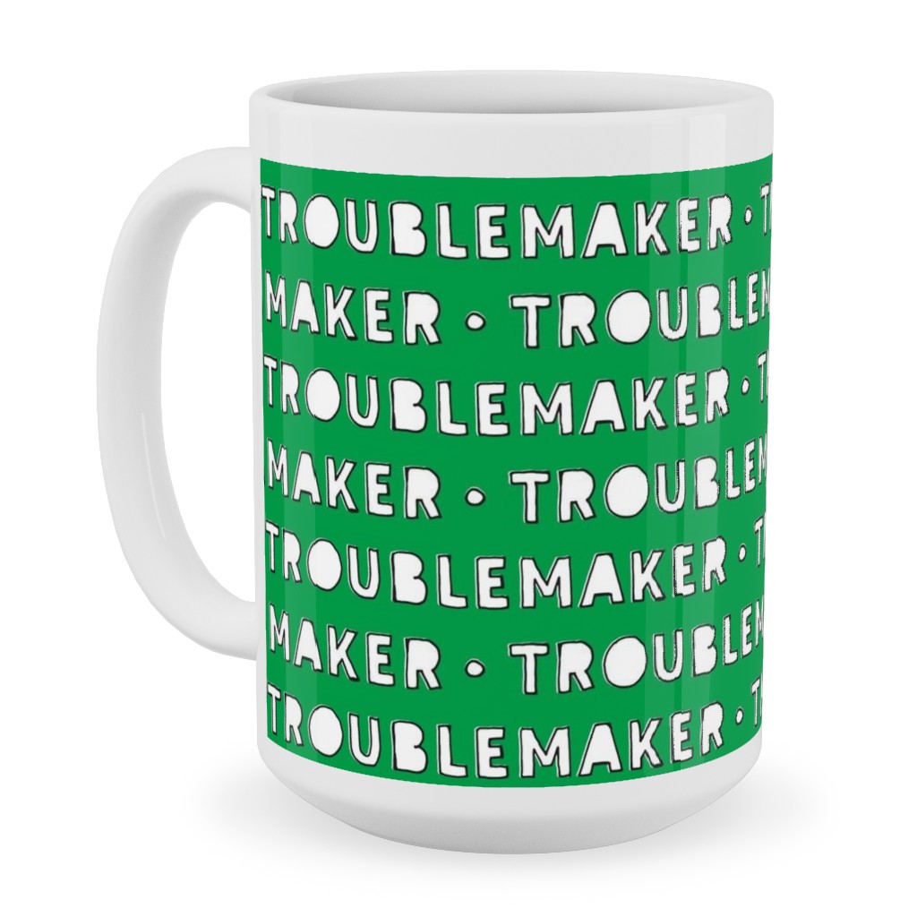 Travel Mugs: Troublemaker - Green Travel Mug With Handle, 17Oz