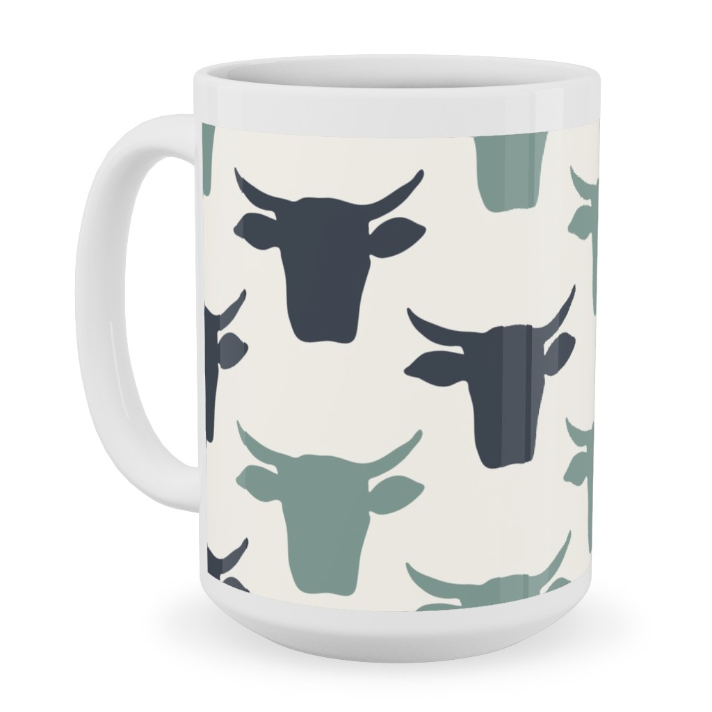 Cows Ceramic Mug, White,  , 15oz, Green