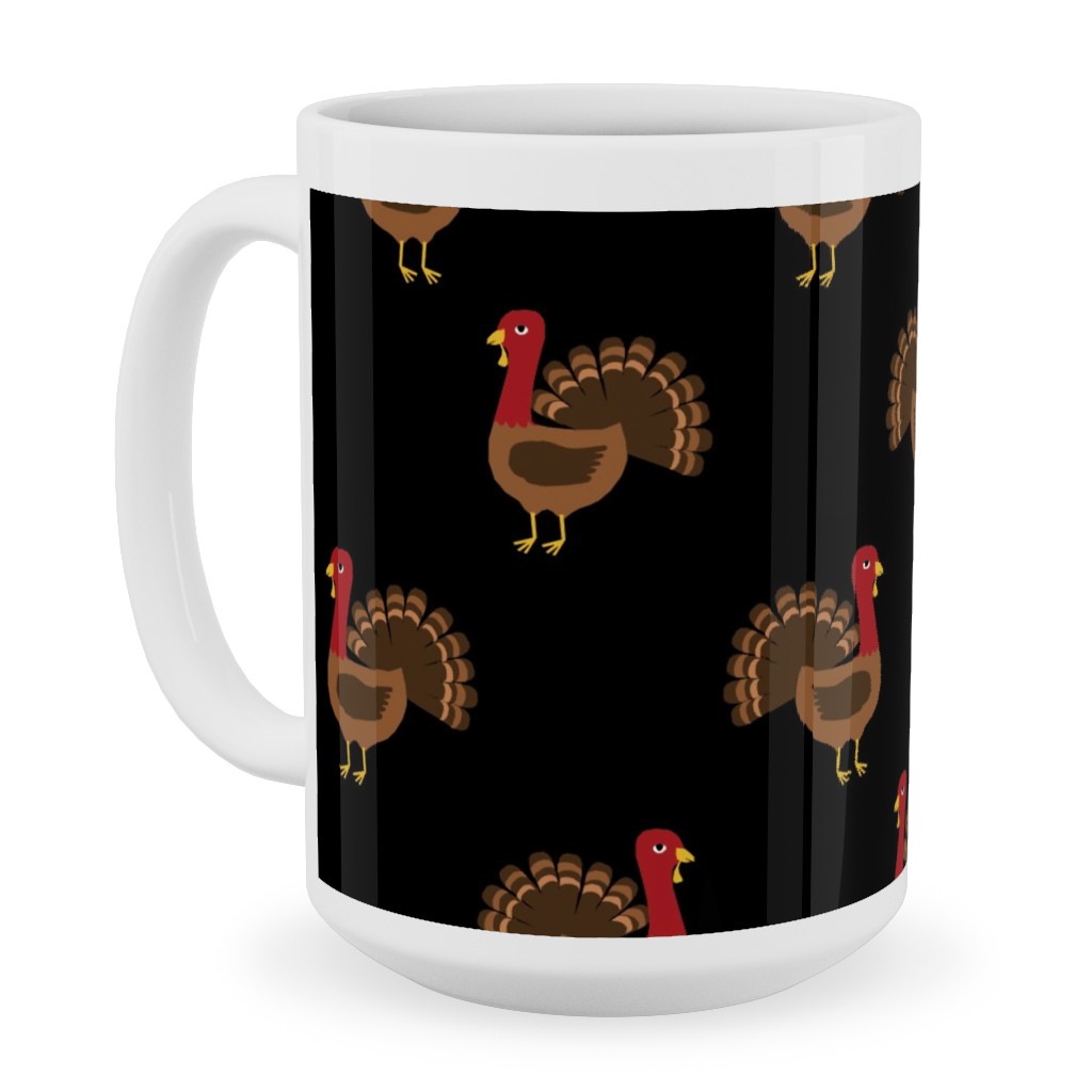 Turkey Toss Ceramic Mug, White,  , 15oz, Black