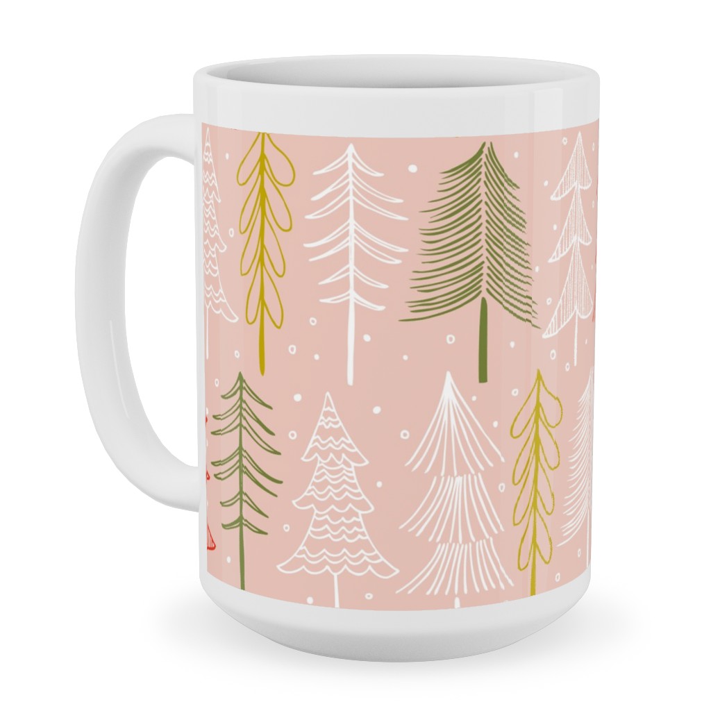 Oh' Christmas Tree Ceramic Mug, White, , 15oz, Pink, Sand