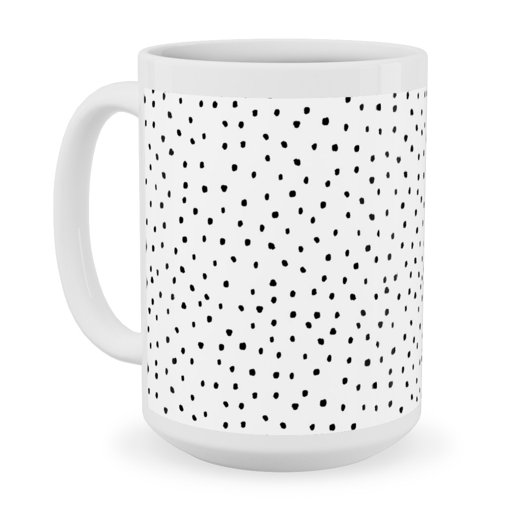 Tiny Dot - Black + White Ceramic Mug, White, , 15oz, White, White
