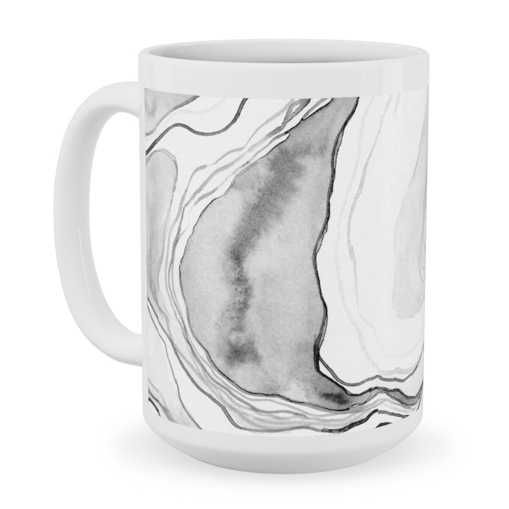 Watercolor Marble Ceramic Mug, White,  , 15oz, Gray