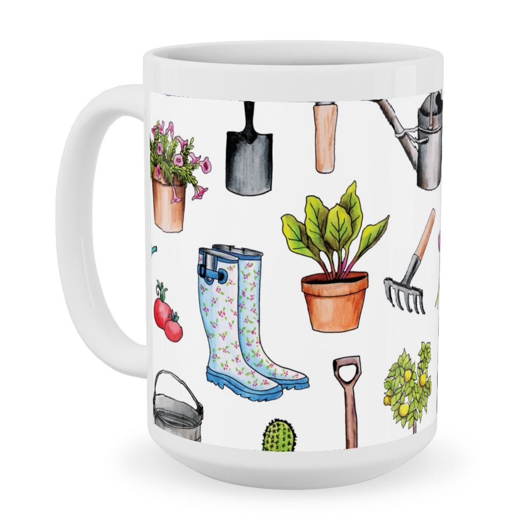 Garden Gear - Multicolor Ceramic Mug, White,  , 15oz, Multicolor
