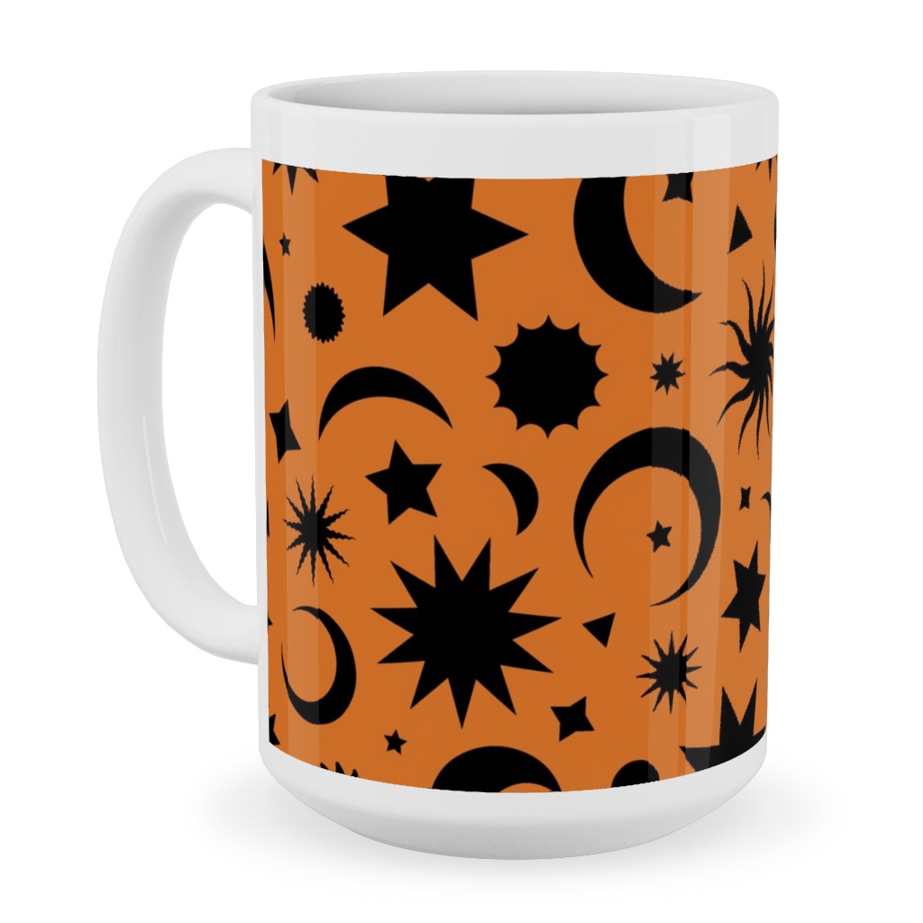 Celestial Kilim - Orange and Black Ceramic Mug, White, , 15oz, Orange, Orange