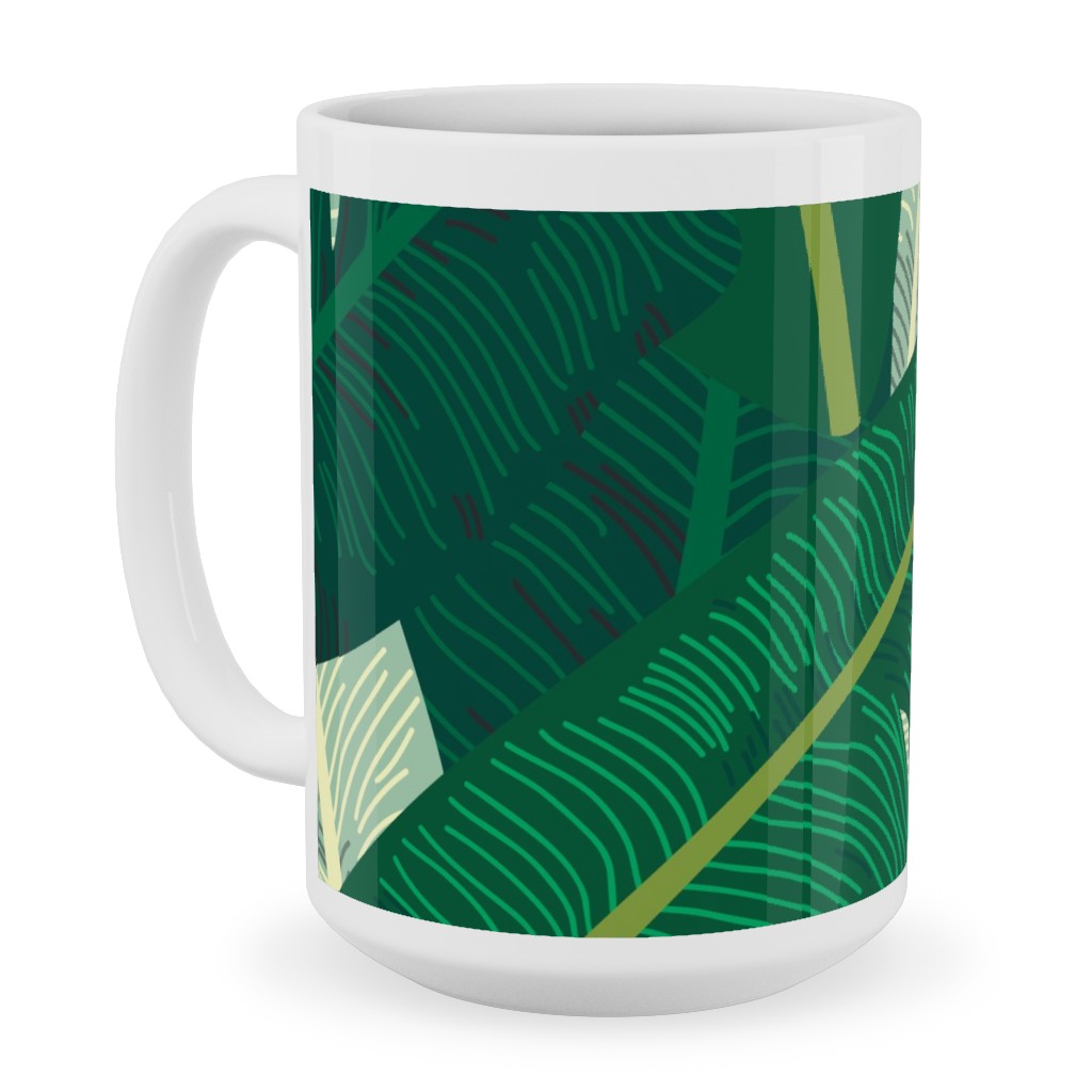 Classic Banana Leaves - Palm Springs Green Ceramic Mug, White, , 15oz, Green, Classic Green