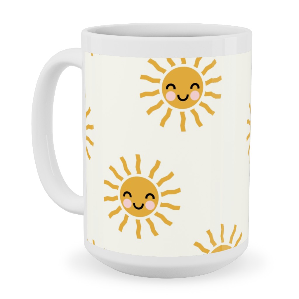 Cute Sunshine - Yellow Ceramic Mug, White,  , 15oz, Yellow