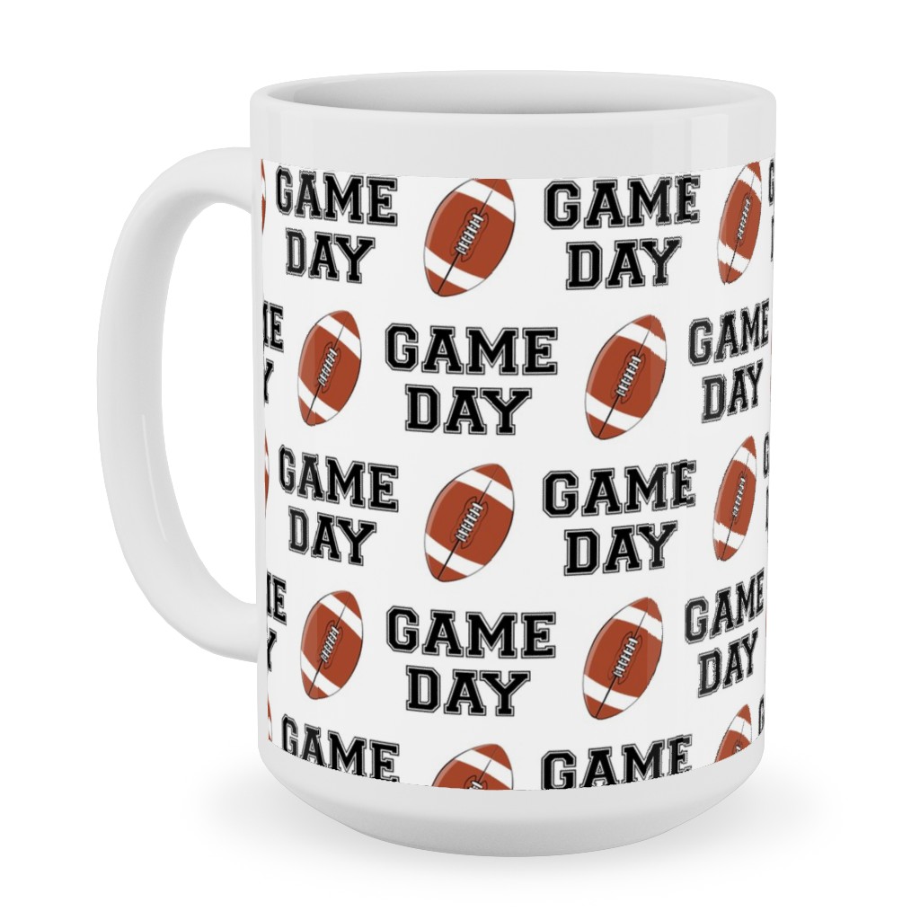 Game Day - College Football - Black and White Ceramic Mug, White, , 15oz, Brown, Brown