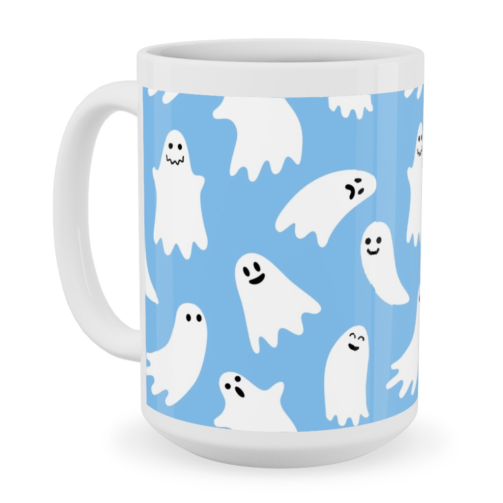 Cute Ghosts - Blue Ceramic Mug, White, , 15oz, Blue, True Blue