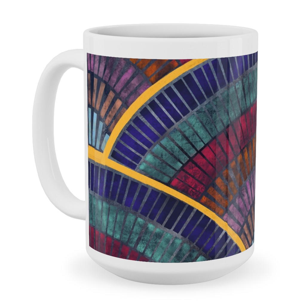 Moody Art Deco Tile - Dark Ceramic Mug, White, , 15oz, Multicolor