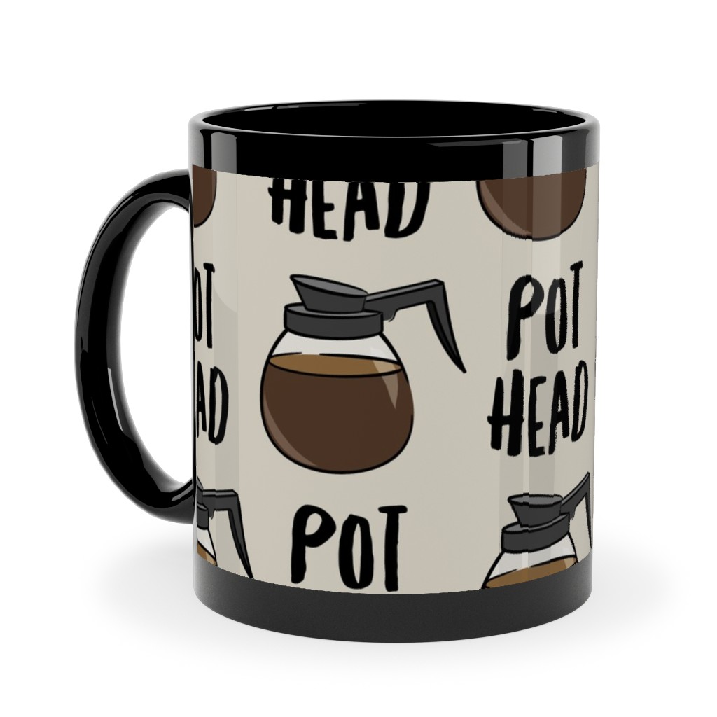 Coffee Pots - Beige Ceramic Mug, Black, , 11oz, Brown, Brown