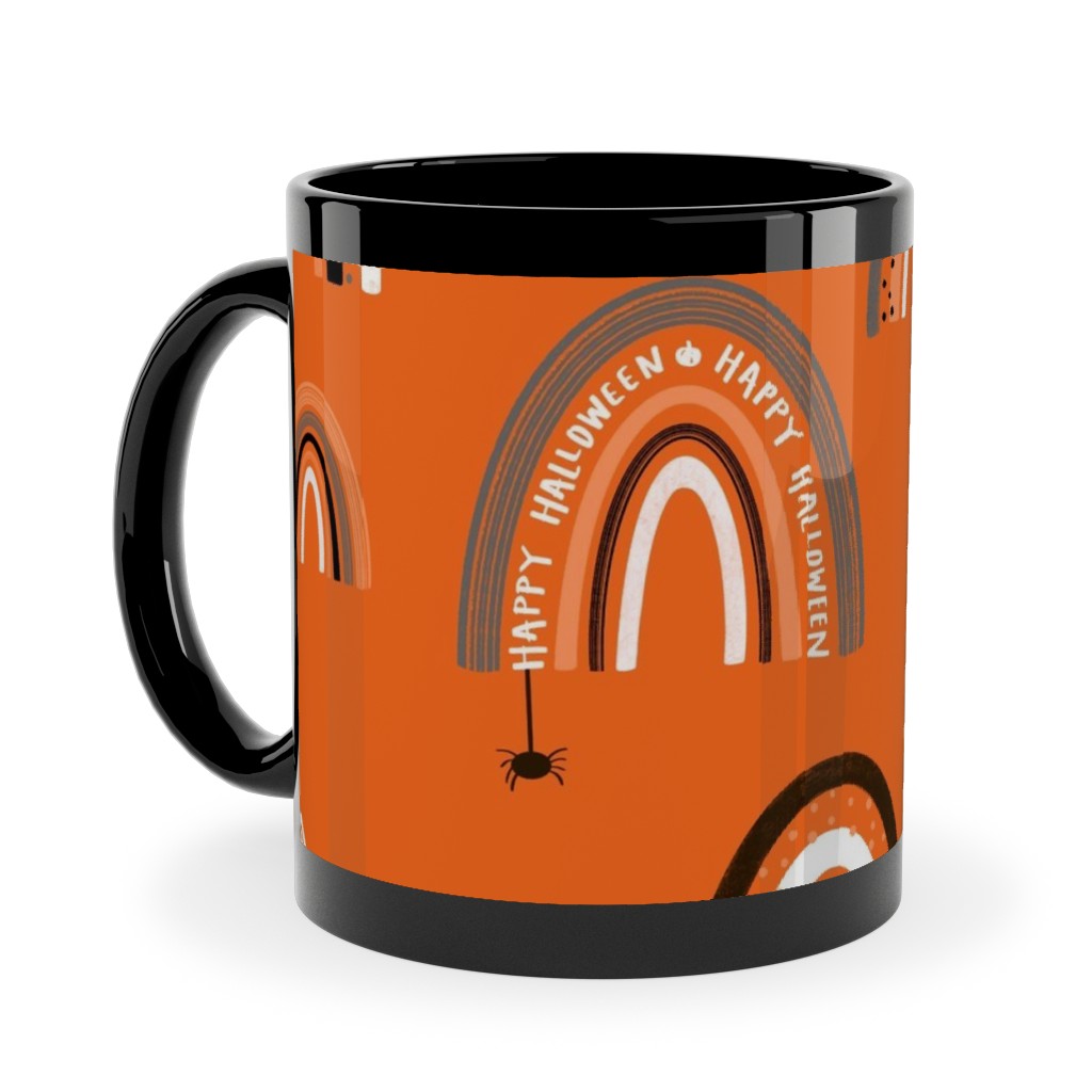 Happy Halloween Rainbows - Orange Ceramic Mug, Black,  , 11oz, Orange