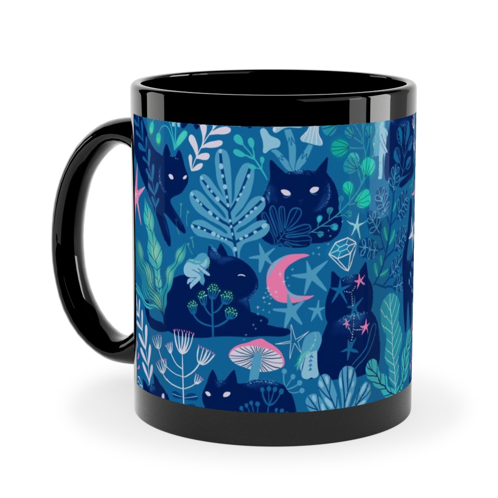 Meowgical Friends - Multicolor Ceramic Mug, Black, , 11oz, Blue, True Blue