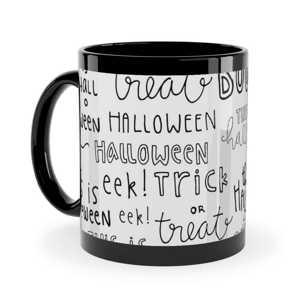 Halloween Words - White Ceramic Mug, Black, , 11oz, White, White