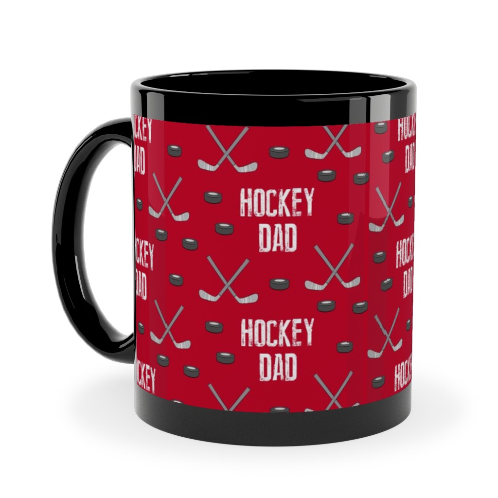 Hockey Dad - Red Ceramic Mug, Black, , 11oz, Red, Red