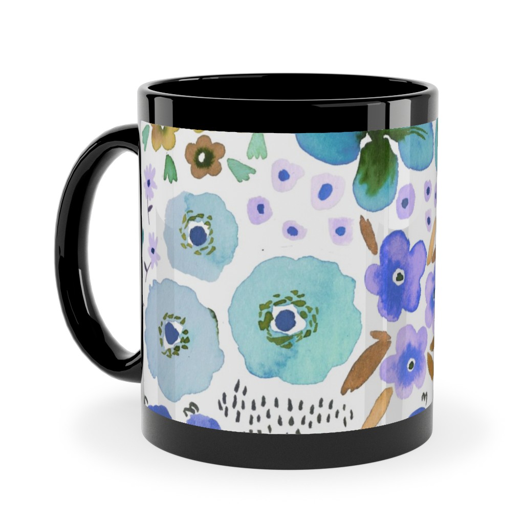 Artful Little Flowers - Multi Ceramic Mug, Black,  , 11oz, Multicolor