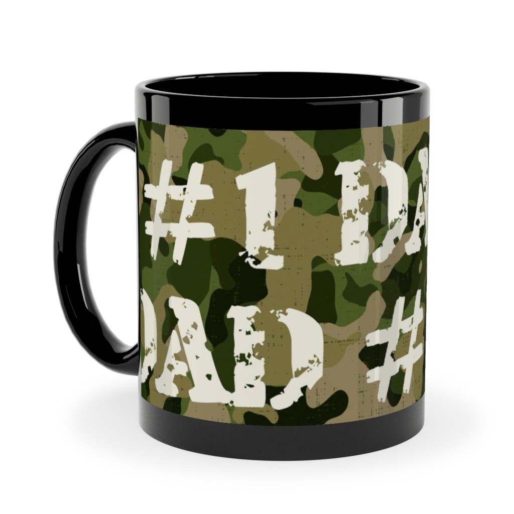 Number One Dad - Green Camo Ceramic Mug, Black,  , 11oz, Green