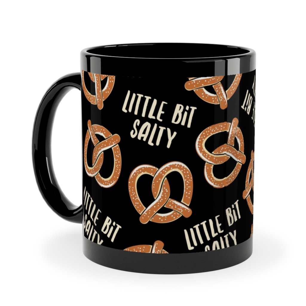 Little Bit Salty - Pretzels - Black Ceramic Mug, Black, , 11oz, Black, Black