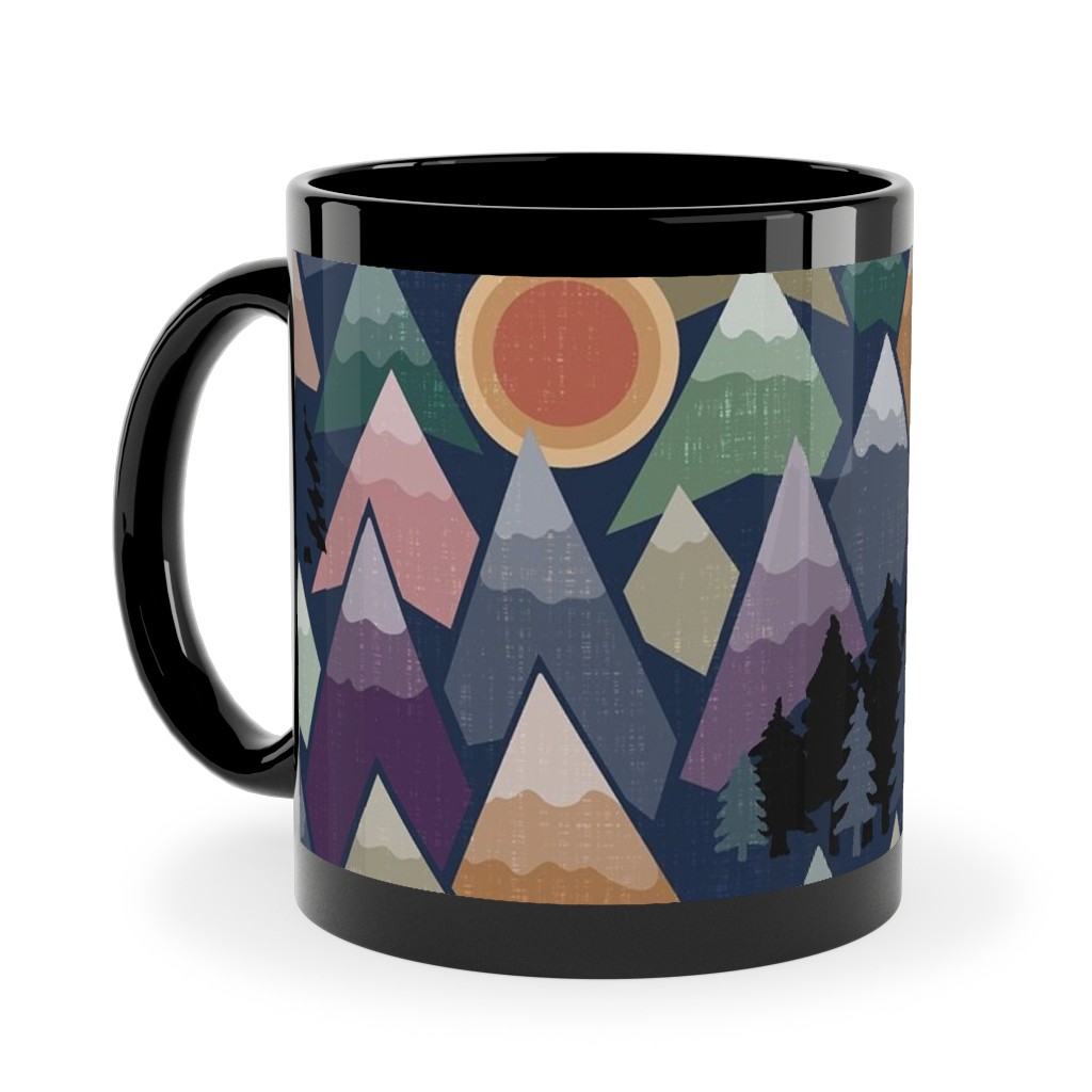 the Mountains Are Calling - Colourful Ceramic Mug, Black,  , 11oz, Multicolor