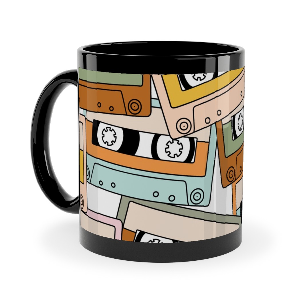 Retro Audio Tape Cassette Ceramic Mug, Black,  , 11oz, Multicolor