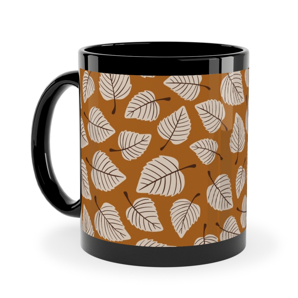 Falling Leaves - Terracotta Ceramic Mug, Black, , 11oz, Orange, Orange