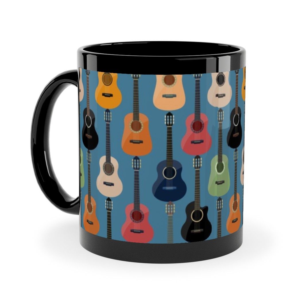 Guitars - Blue Ceramic Mug, Black,  , 11oz, Blue