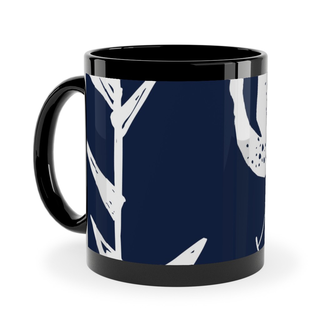 Lily Stripe - Blue Ceramic Mug, Black,  , 11oz, Blue