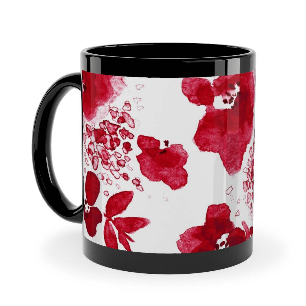 Floret Floral - Red Ceramic Mug, Black, , 11oz, Red, Red