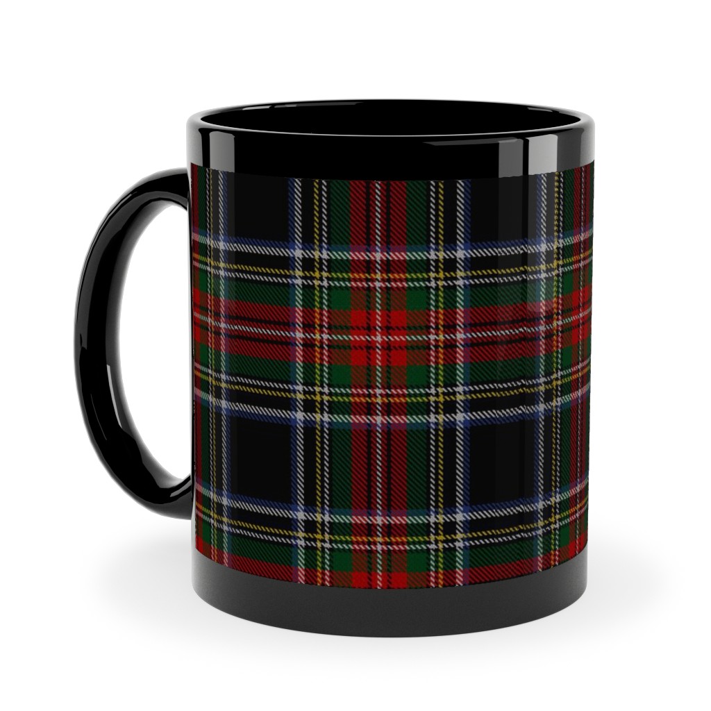 Black Stewart Tartan - Red Ceramic Mug, Black, , 11oz, Black, Black