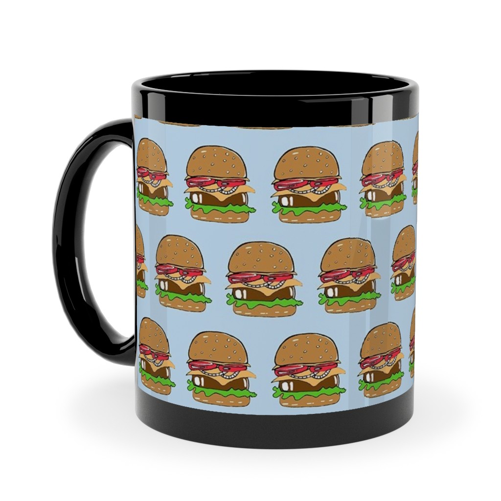Burgers - Multicolor Ceramic Mug, Black,  , 11oz, Blue