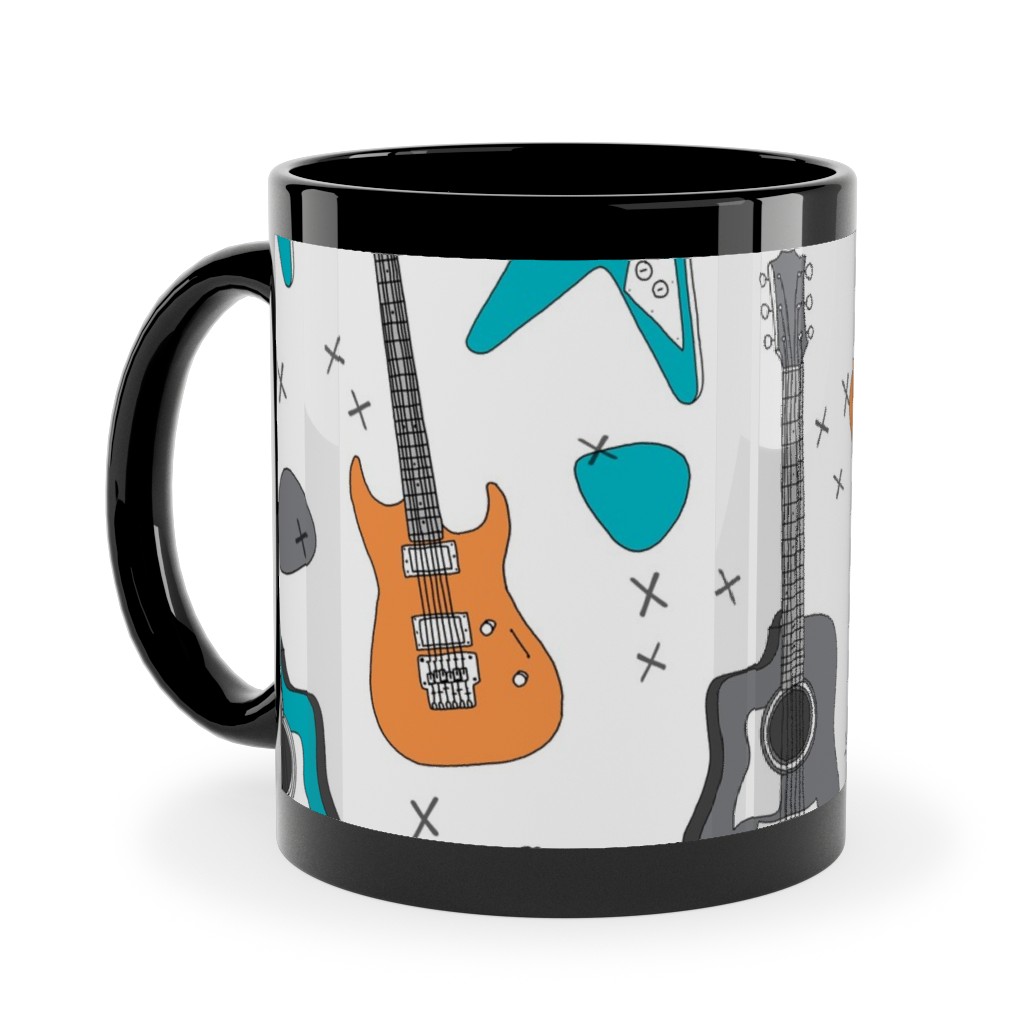 Guitars - Multicolor Ceramic Mug, Black,  , 11oz, Multicolor