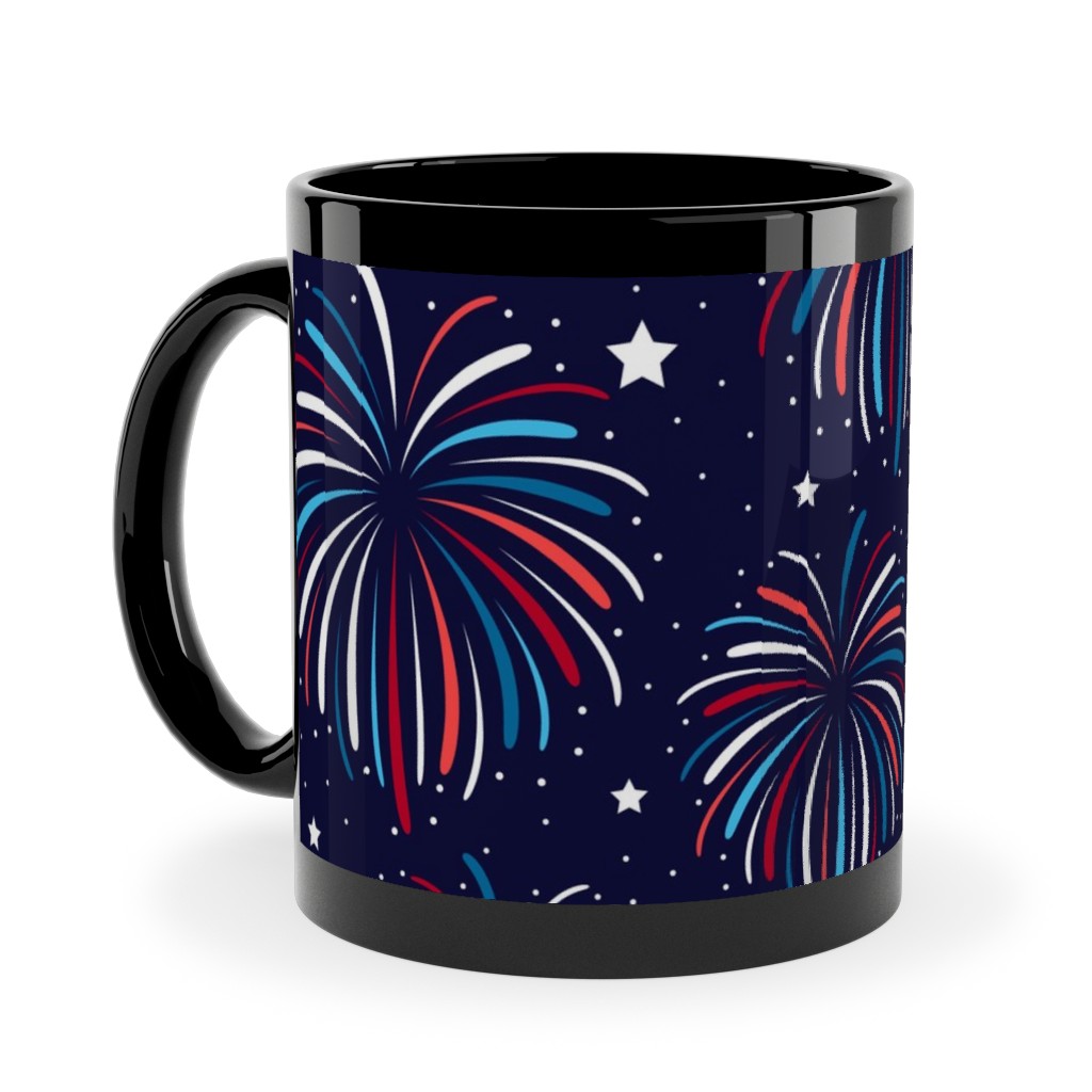 Star Spangled Night Ceramic Mug, Black, , 11oz, Blue, True Blue