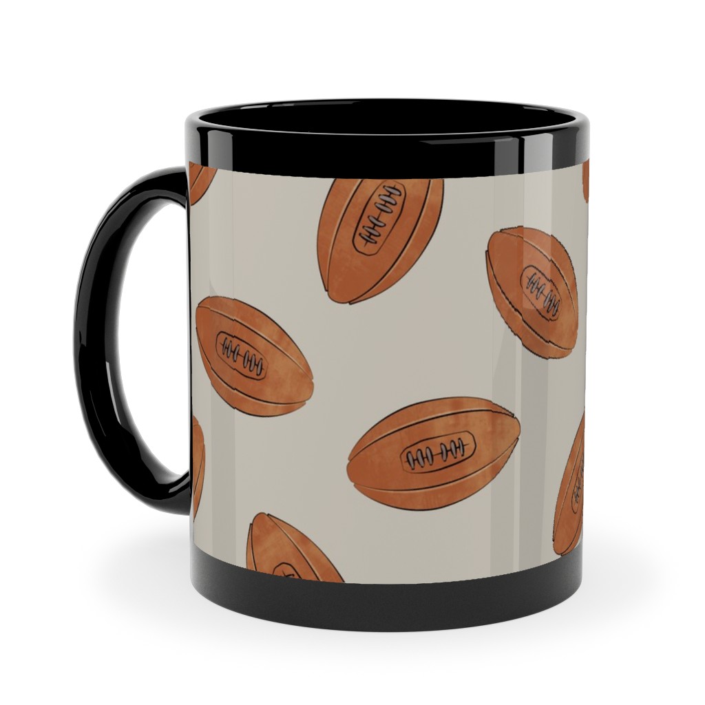 Vintage Football Ceramic Mug, Black,  , 11oz, Brown