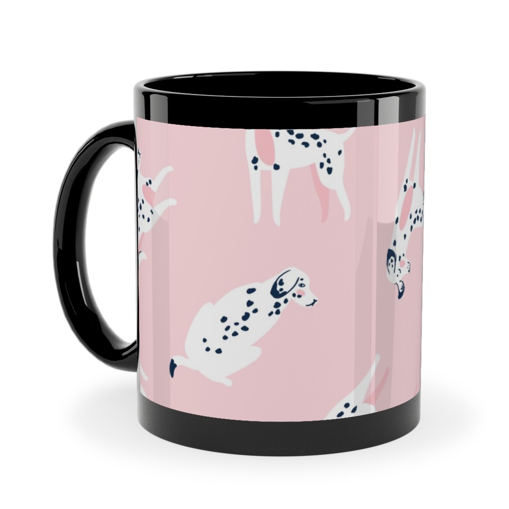 Funny Dalmatian - Pink Ceramic Mug, Black, , 11oz, Pink, Bright Pink