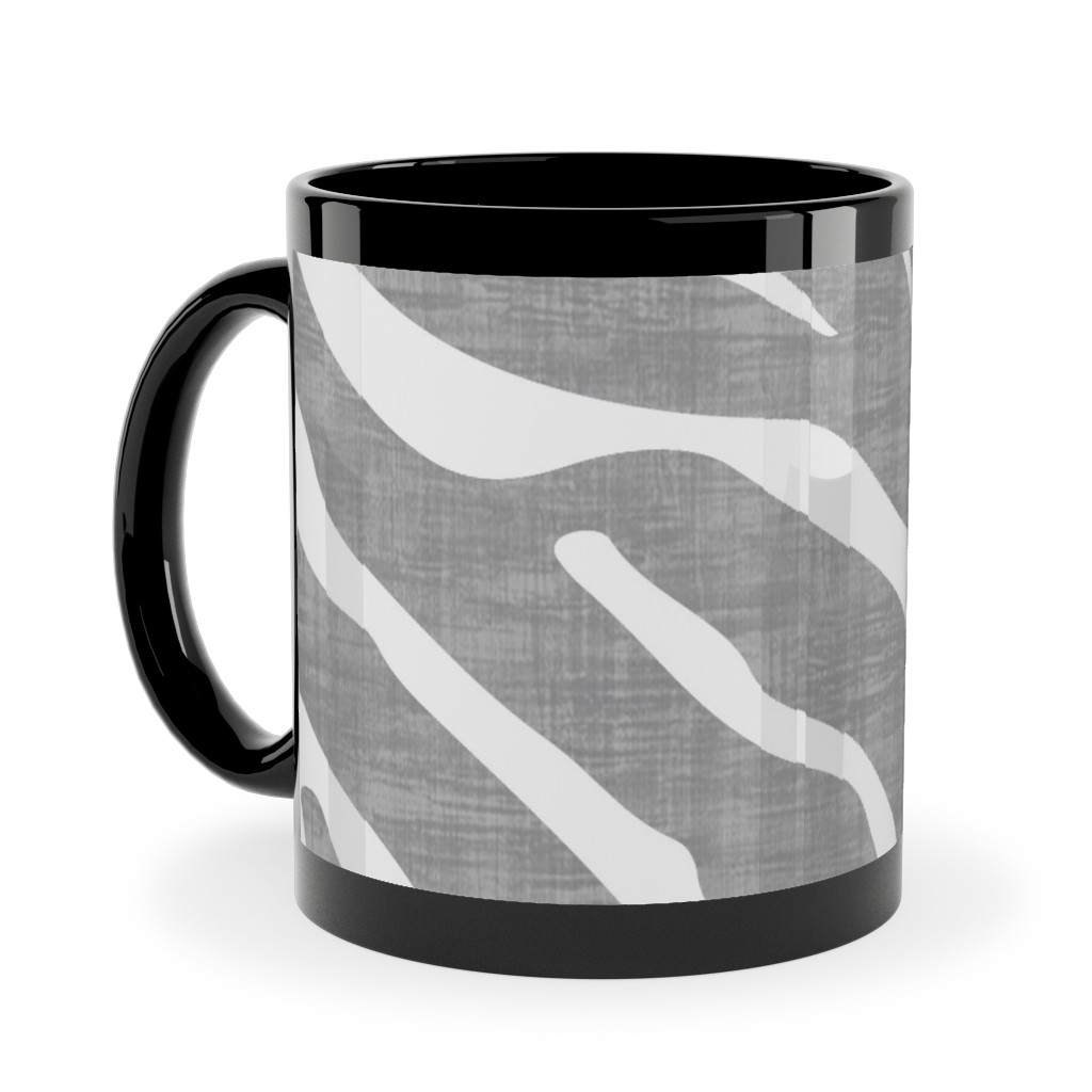 Zebra Texture - Gray Ceramic Mug, Black,  , 11oz, Gray