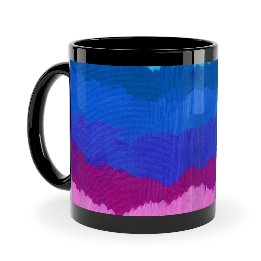Rainbow Acrylic Waves Ceramic Mug, Black, , 11oz, Multicolor