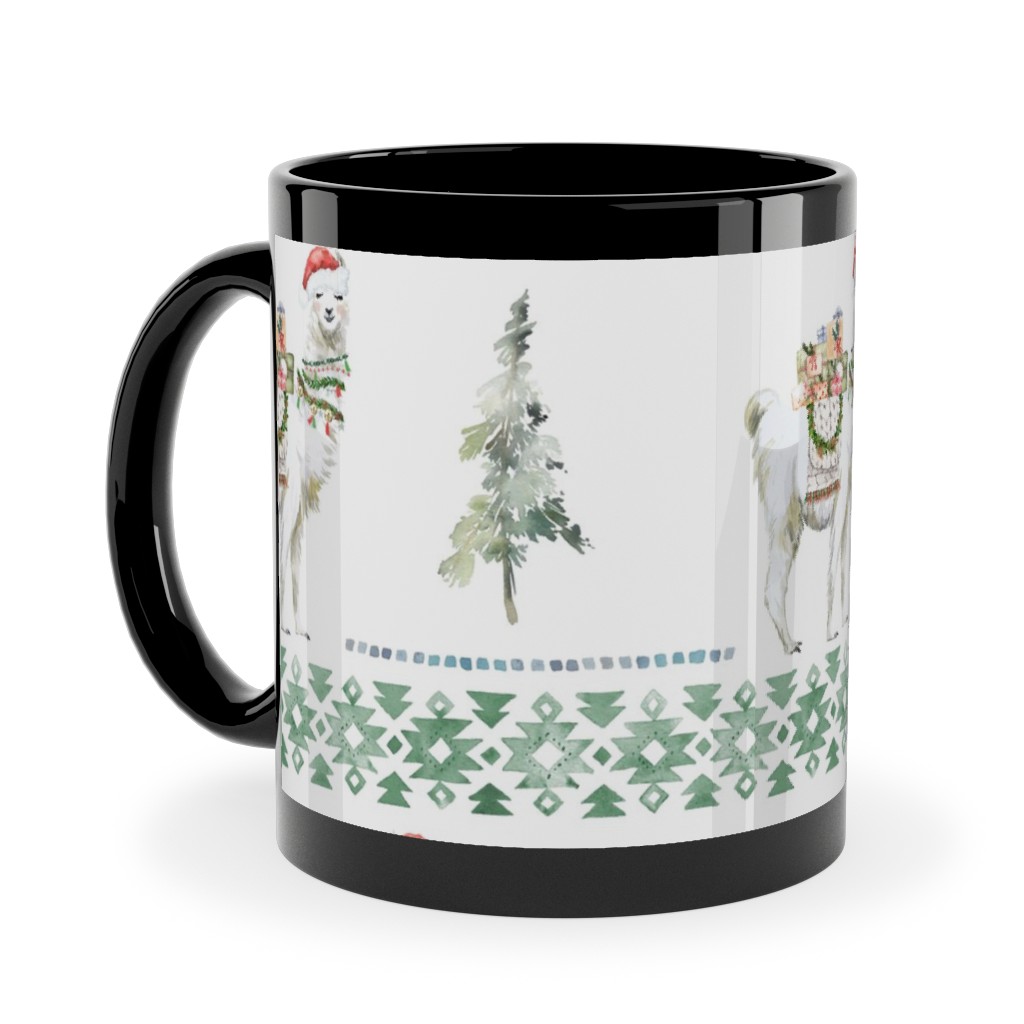 Christmas Llama Sweater Print - Multi Ceramic Mug, Black,  , 11oz, Multicolor
